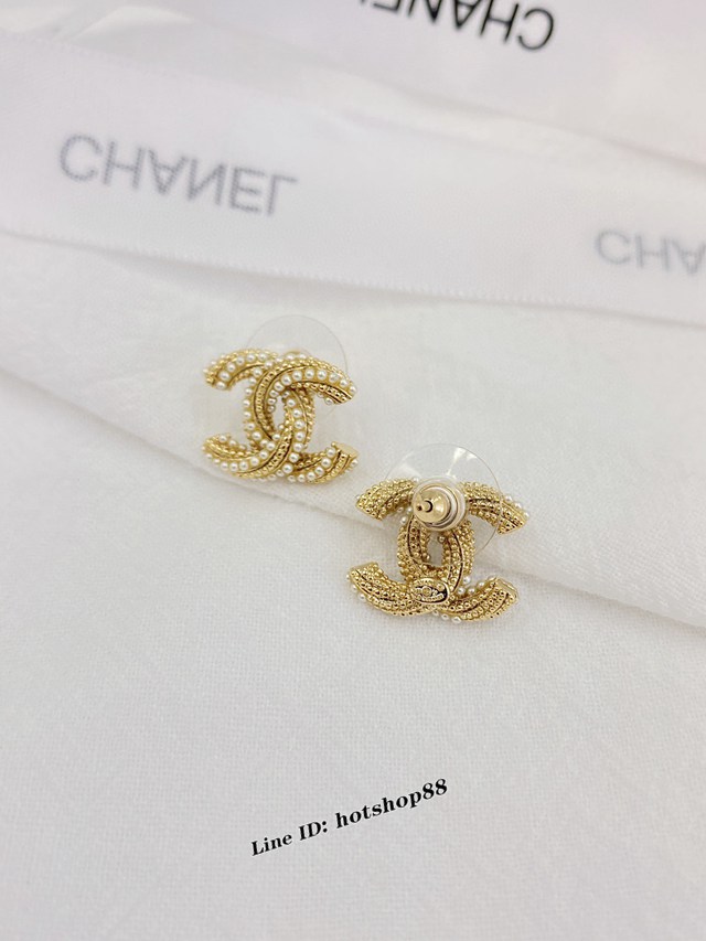 Chanel專櫃新款飾品 香奈兒珍珠cc耳釘 zgb1037